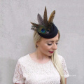 Black Peacock Pheasant Feather Pillbox Hat Hair Fascinator Races Clip